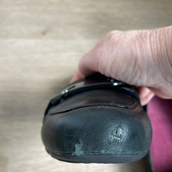 Munro Blair Black Leather Slip On Flats with Silver Horse Bit Detail - Picture 6 of 6